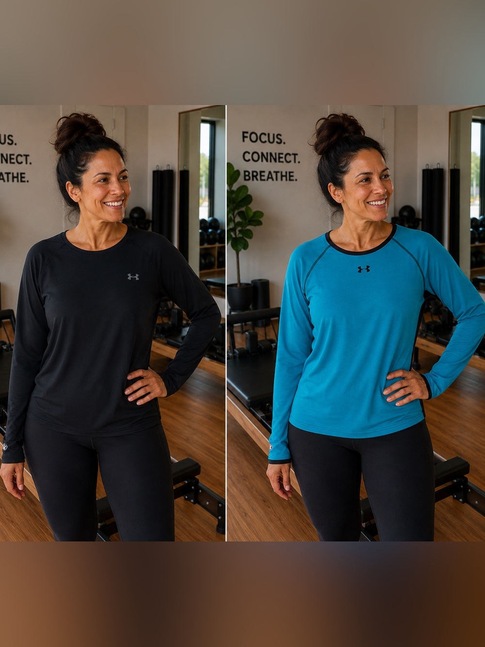 Under Armour Women’s Long Sleeve reversible top - Black with Teal